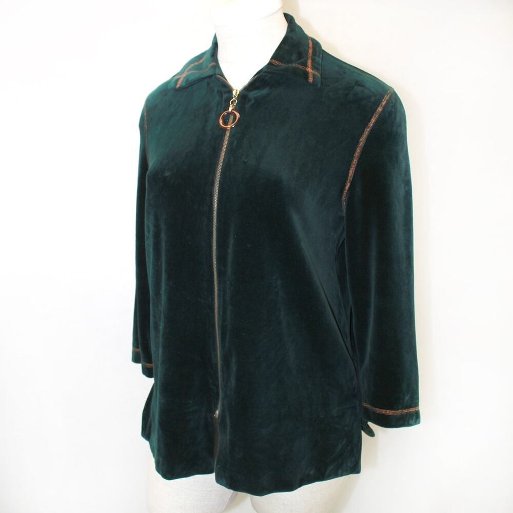 Diamond Tea vintage velour velvet lounge zipper top jacket large